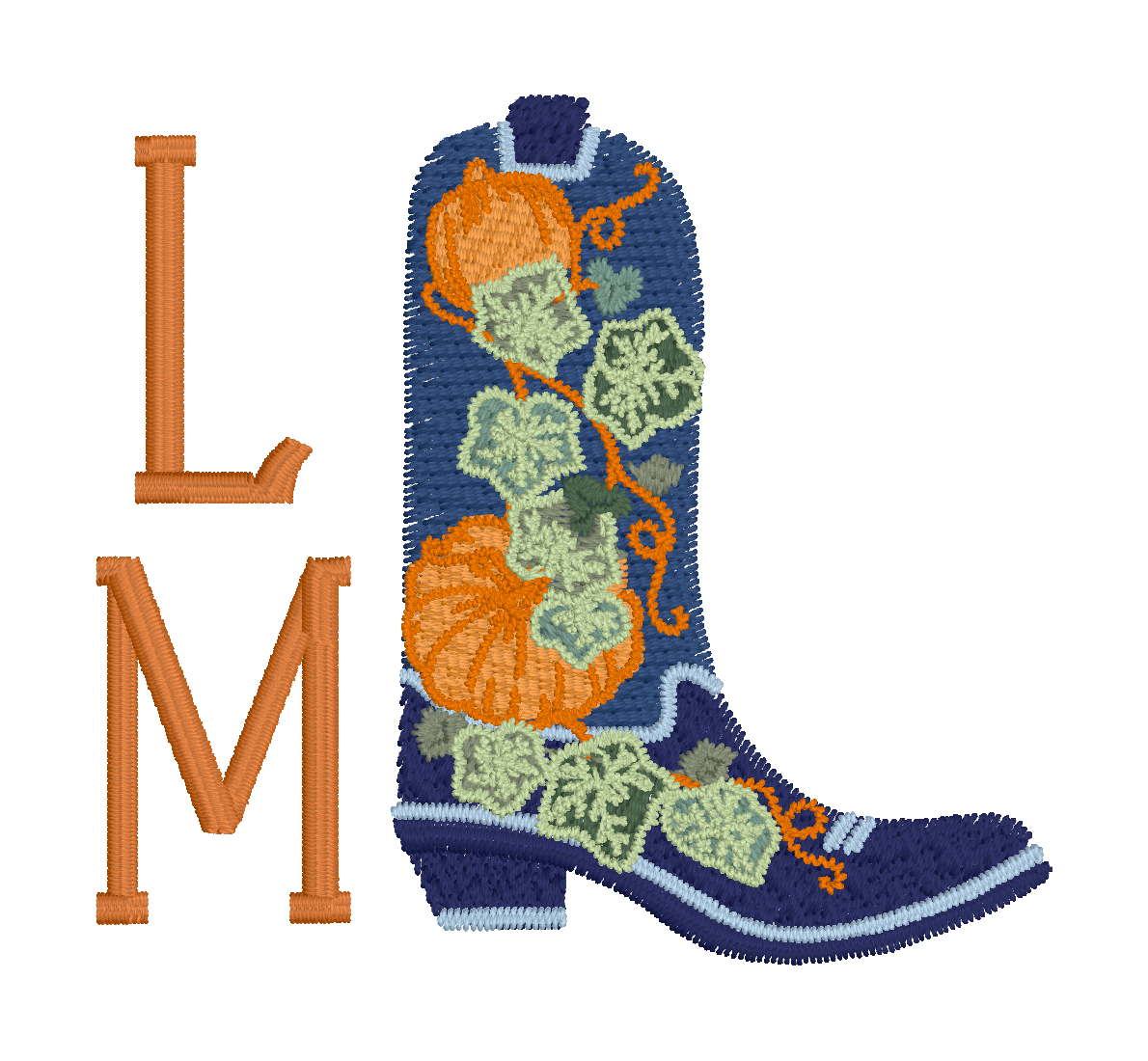 Pumpkin Cowgirl Boot Monogram Quarter Zip