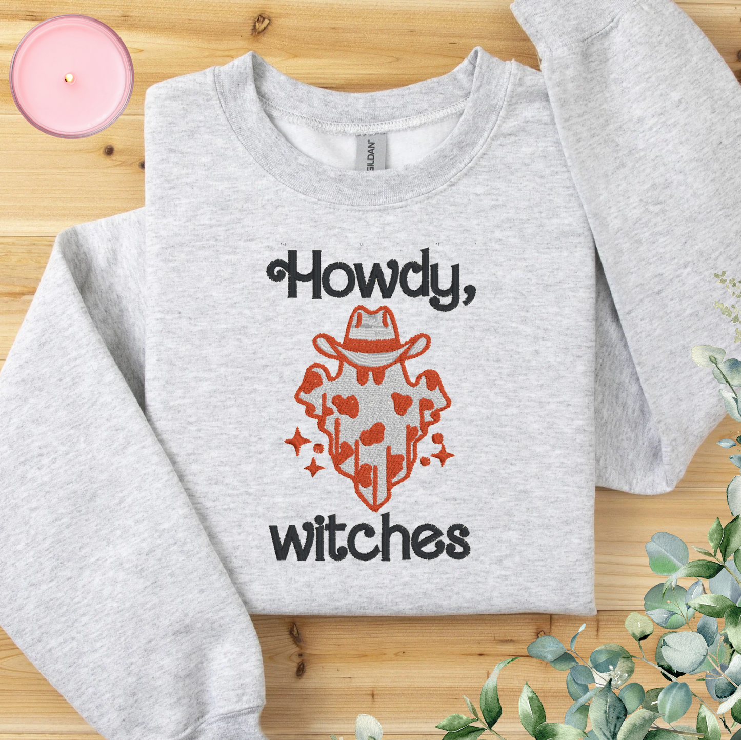 Howdy Witches Western Ghost Embroidered Sweatshirt