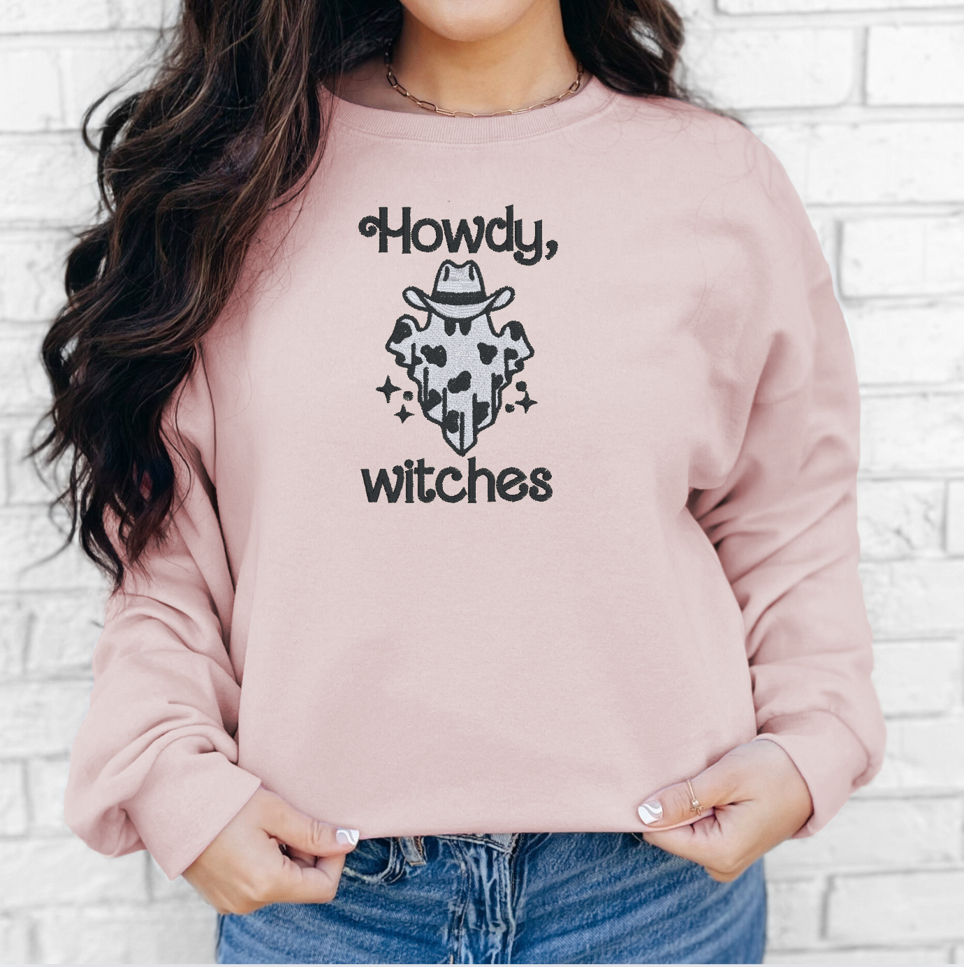Howdy Witches Western Ghost Embroidered Sweatshirt