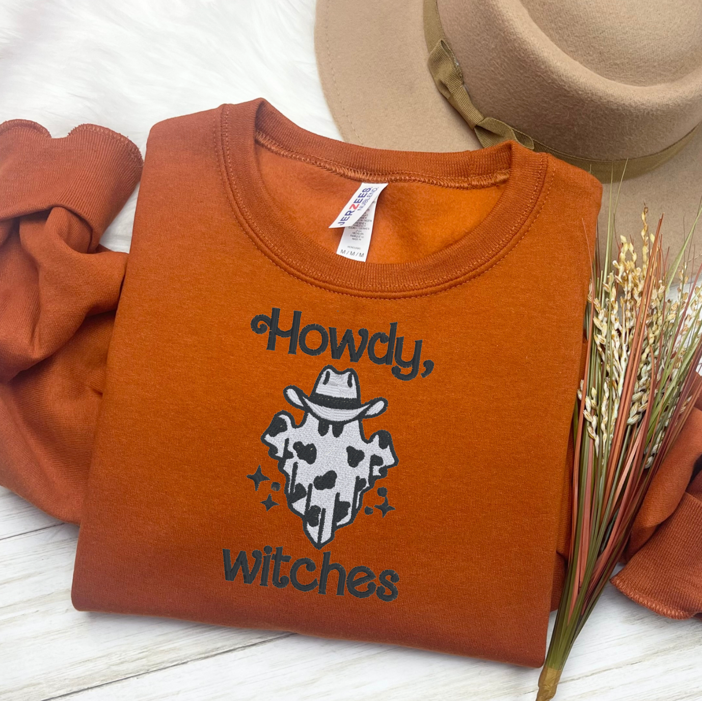 Howdy Witches Western Ghost Embroidered Sweatshirt