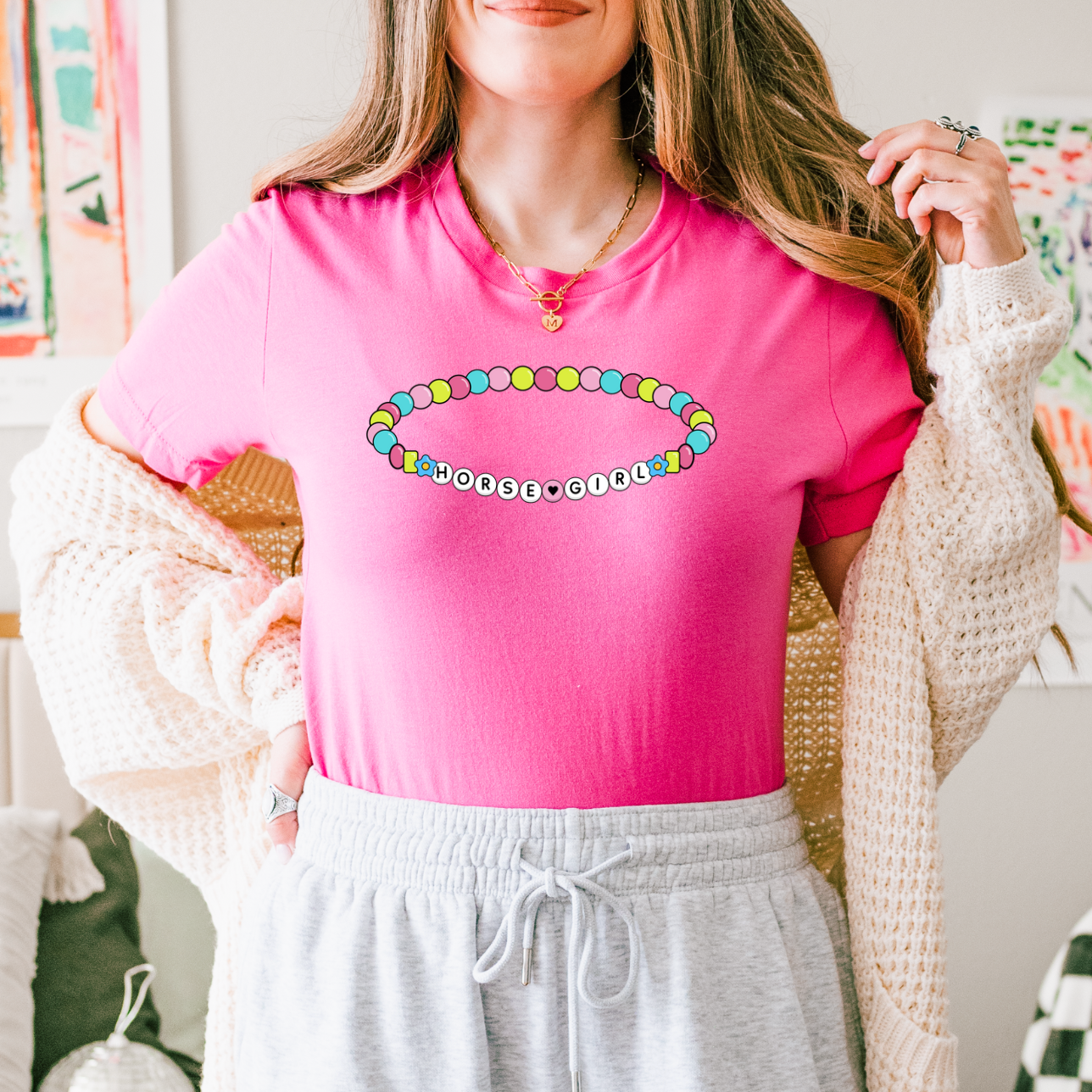 Horse Girl Friendship Bracelet Graphic Shirt