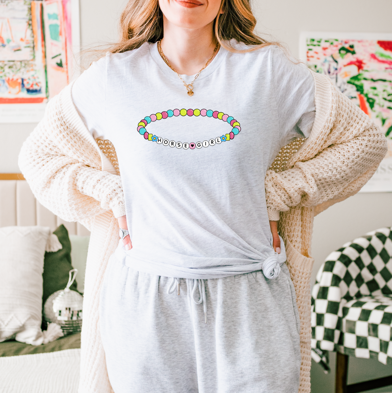 Horse Girl Friendship Bracelet Graphic Shirt