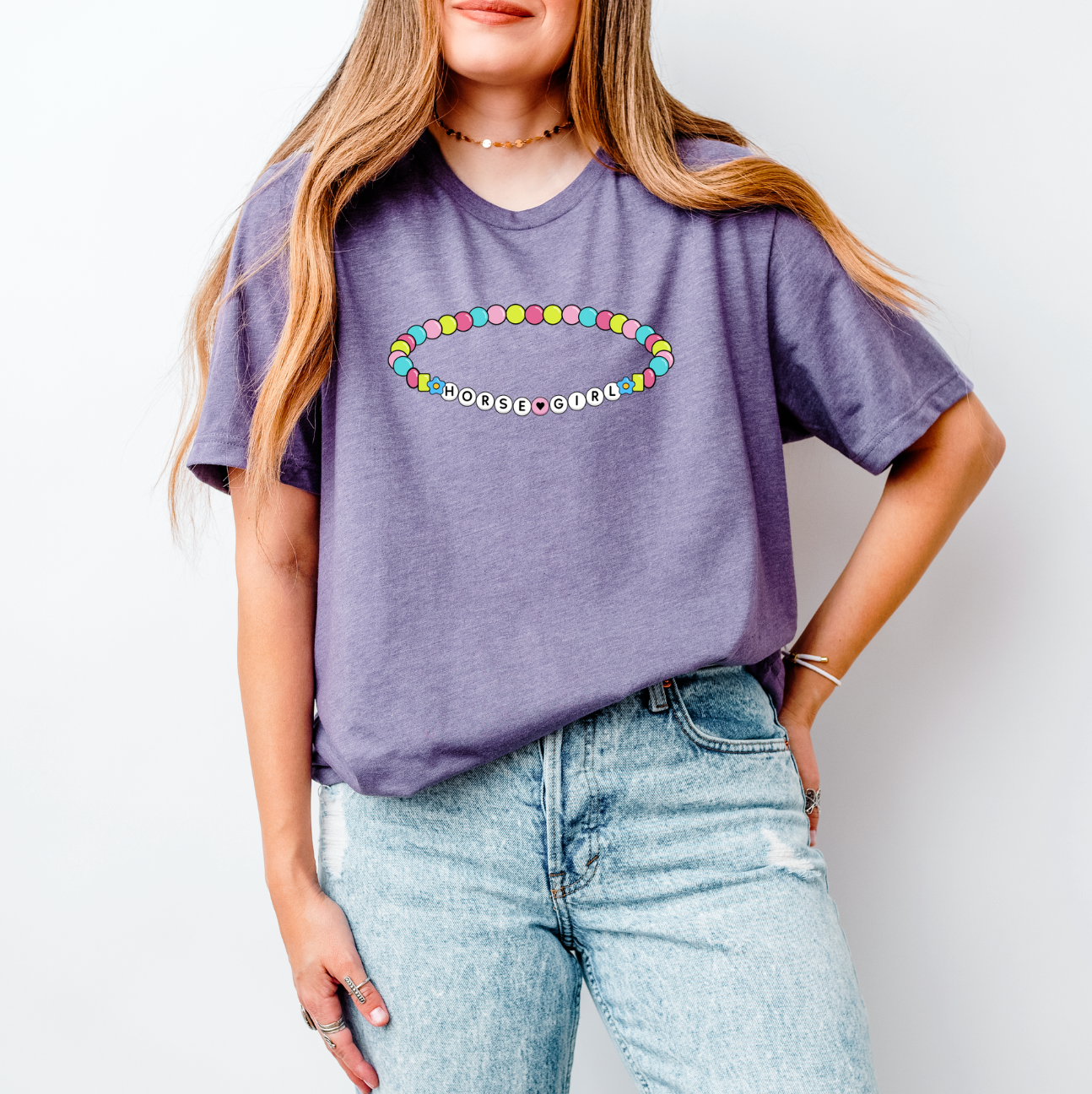 Horse Girl Friendship Bracelet Graphic Shirt