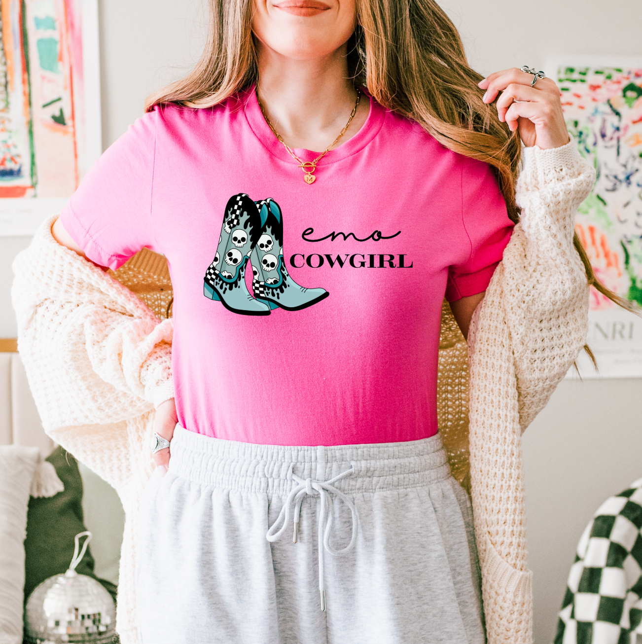Emo Cowgirl Western Graphic Tee or Tank
