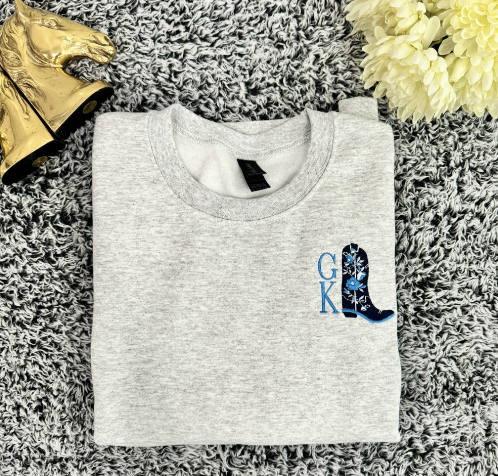 Chinoiserie Western Boot Monogram Crewneck Sweatshirt