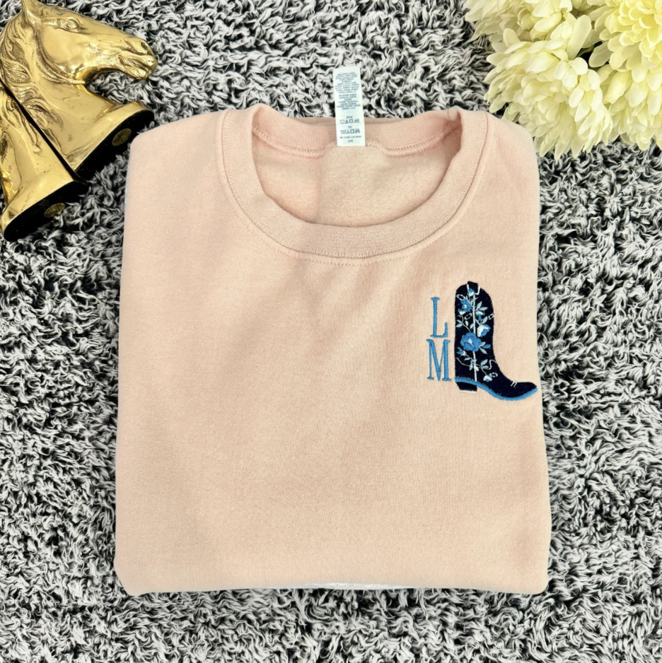Chinoiserie Western Boot Monogram Crewneck Sweatshirt