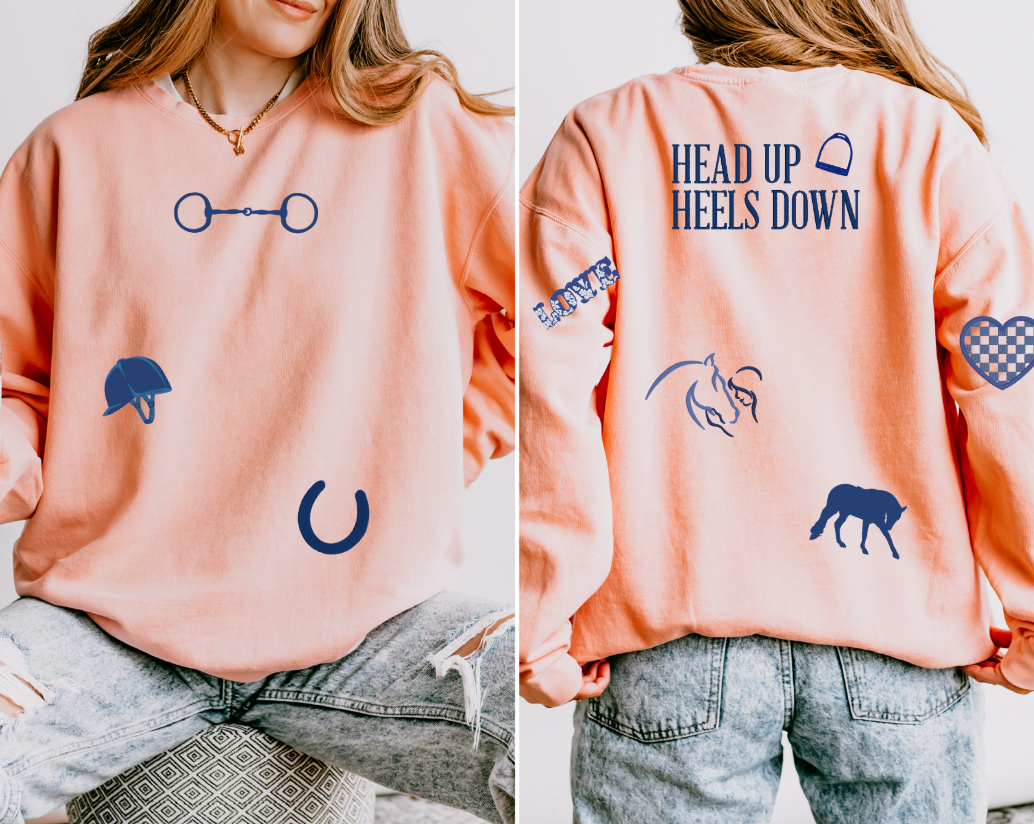 English Equestrian-Inspired Embroidered Comfort Colors Sweatshirt & Sweatpants Set