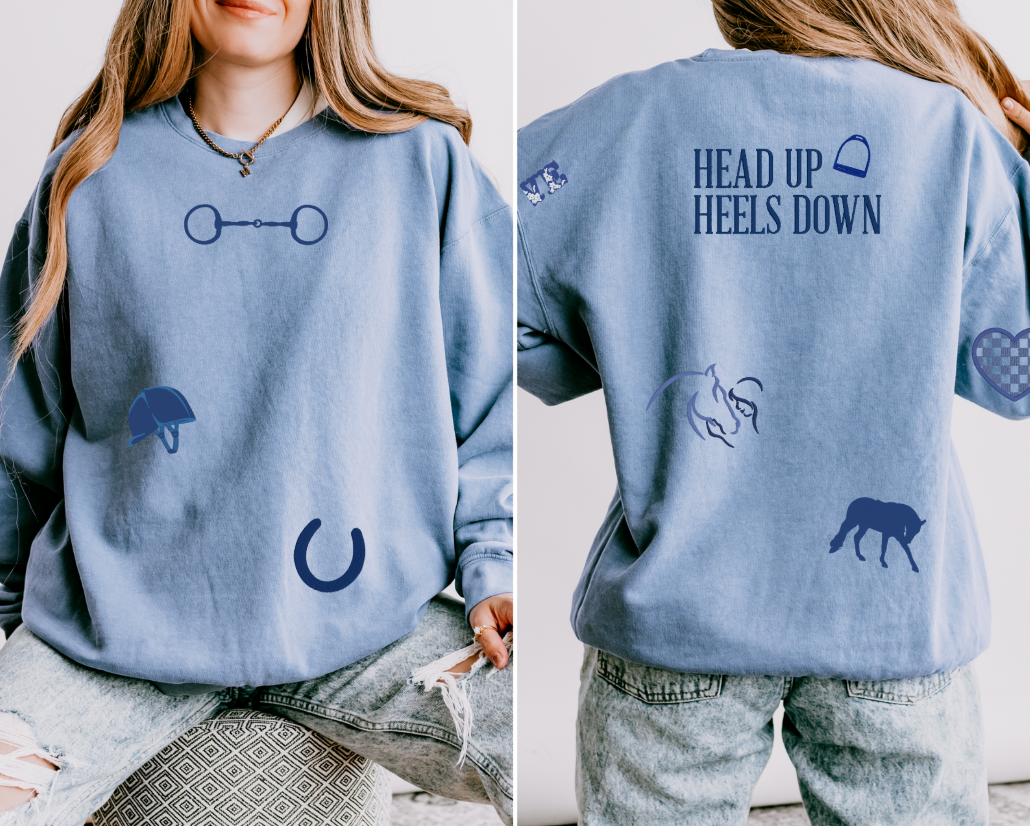 English Equestrian-Inspired Embroidered Comfort Colors Sweatshirt & Sweatpants Set