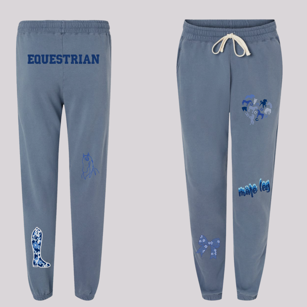 English Equestrian-Inspired Embroidered Comfort Colors Sweatshirt & Sweatpants Set