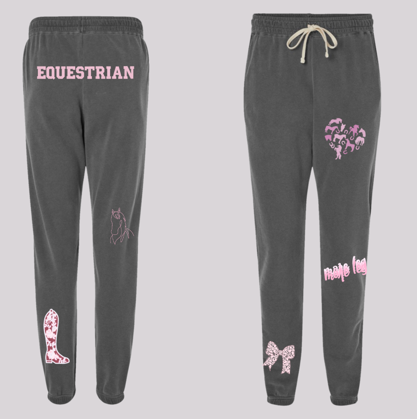 English Equestrian-Inspired Embroidered Comfort Colors Sweatshirt & Sweatpants Set