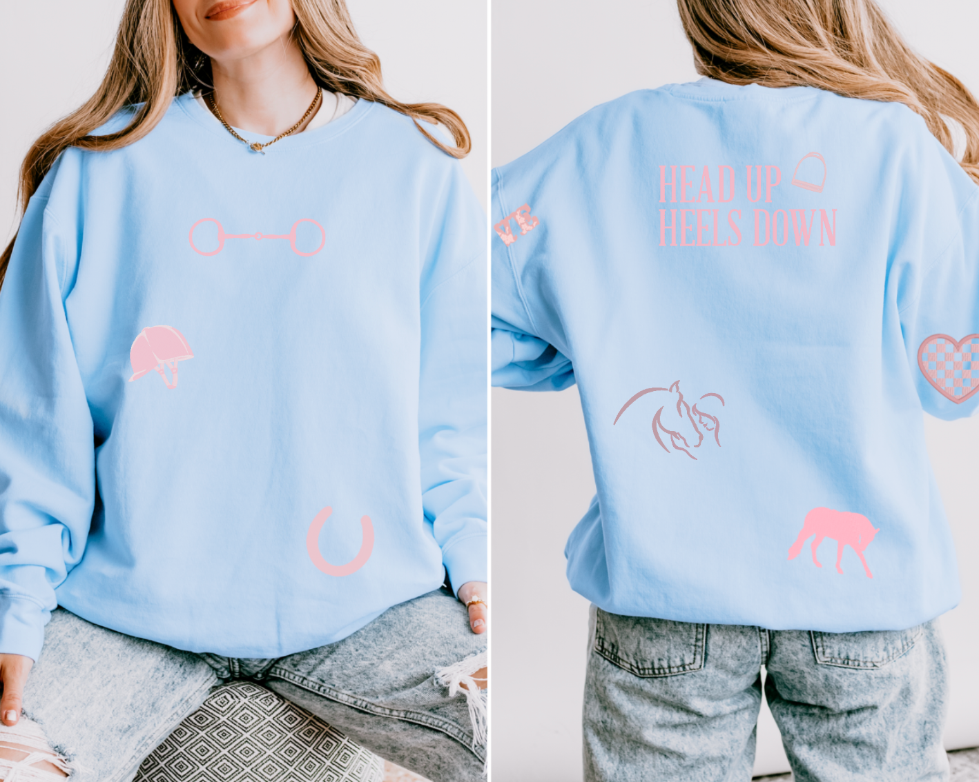English Equestrian-Inspired Embroidered Comfort Colors Sweatshirt & Sweatpants Set