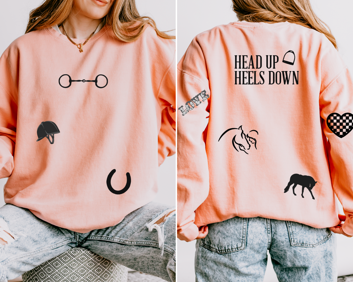 English Equestrian-Inspired Embroidered Comfort Colors Sweatshirt & Sweatpants Set