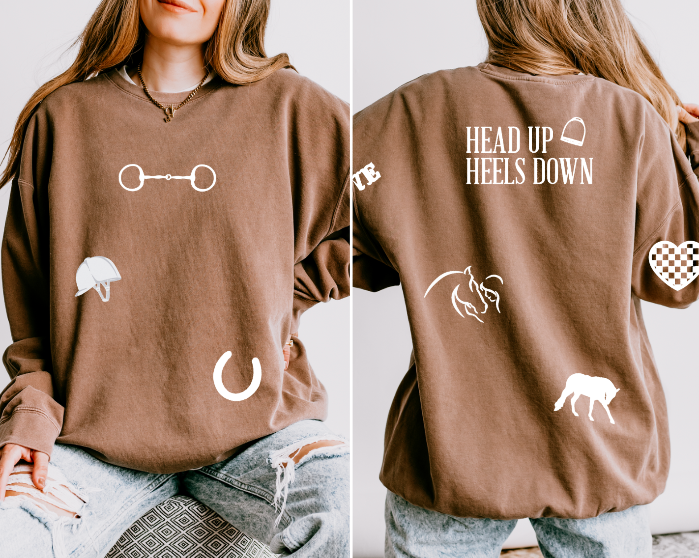 English Equestrian-Inspired Embroidered Comfort Colors Sweatshirt & Sweatpants Set
