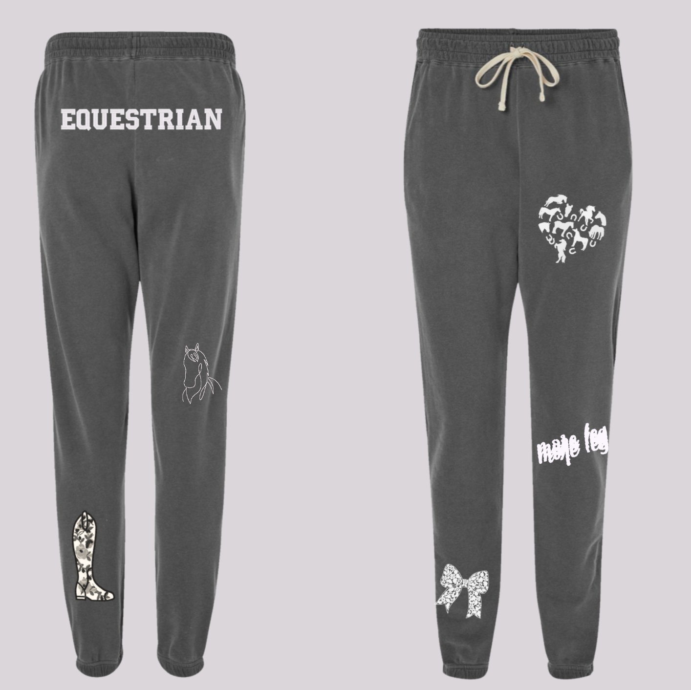 English Equestrian-Inspired Embroidered Comfort Colors Sweatshirt & Sweatpants Set