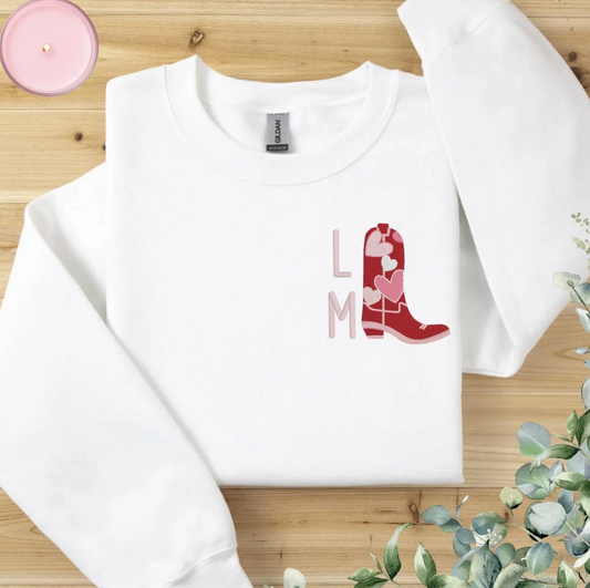 Heart Boot Monogram Crewneck Sweatshirt