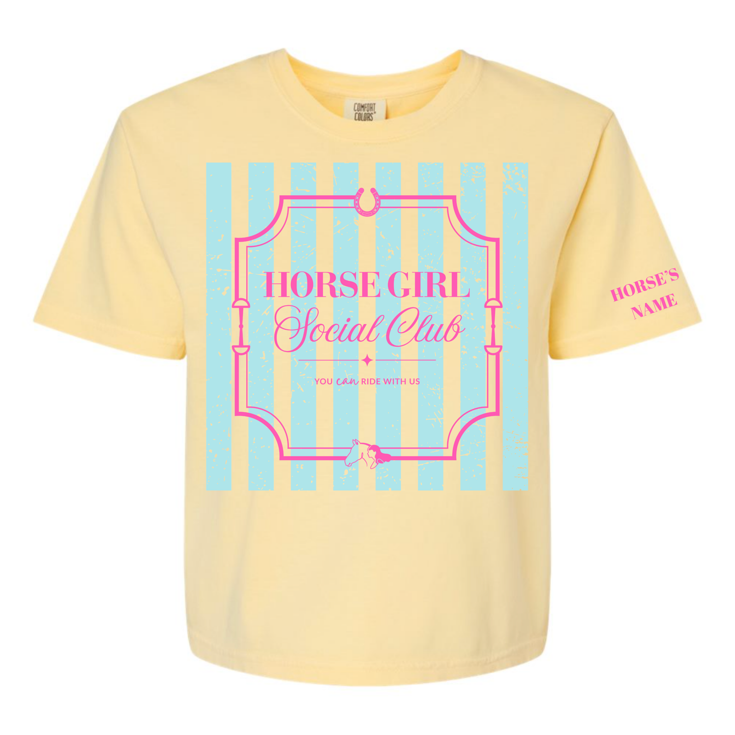 Horse Girl Social Club Tee with Optional Sleeve Cuff Text