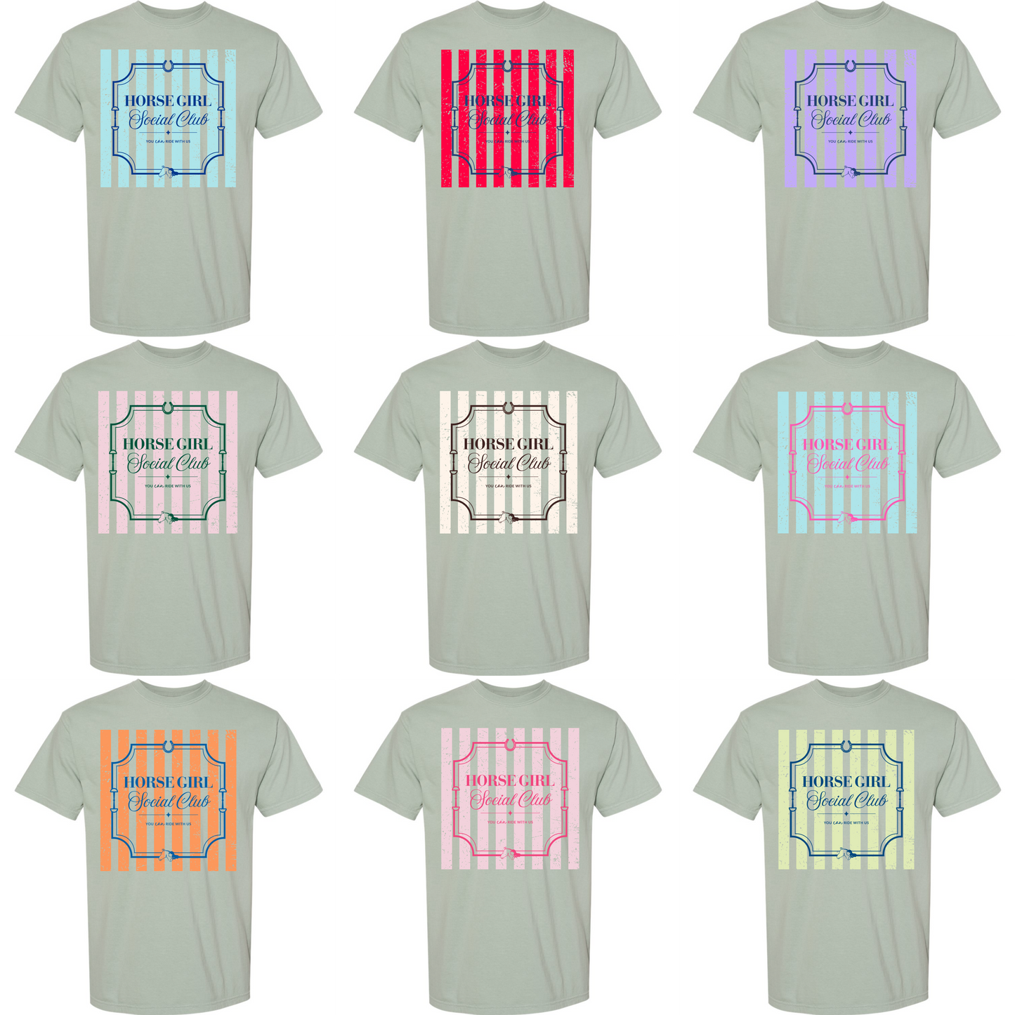 Horse Girl Social Club Tee with Optional Sleeve Cuff Text