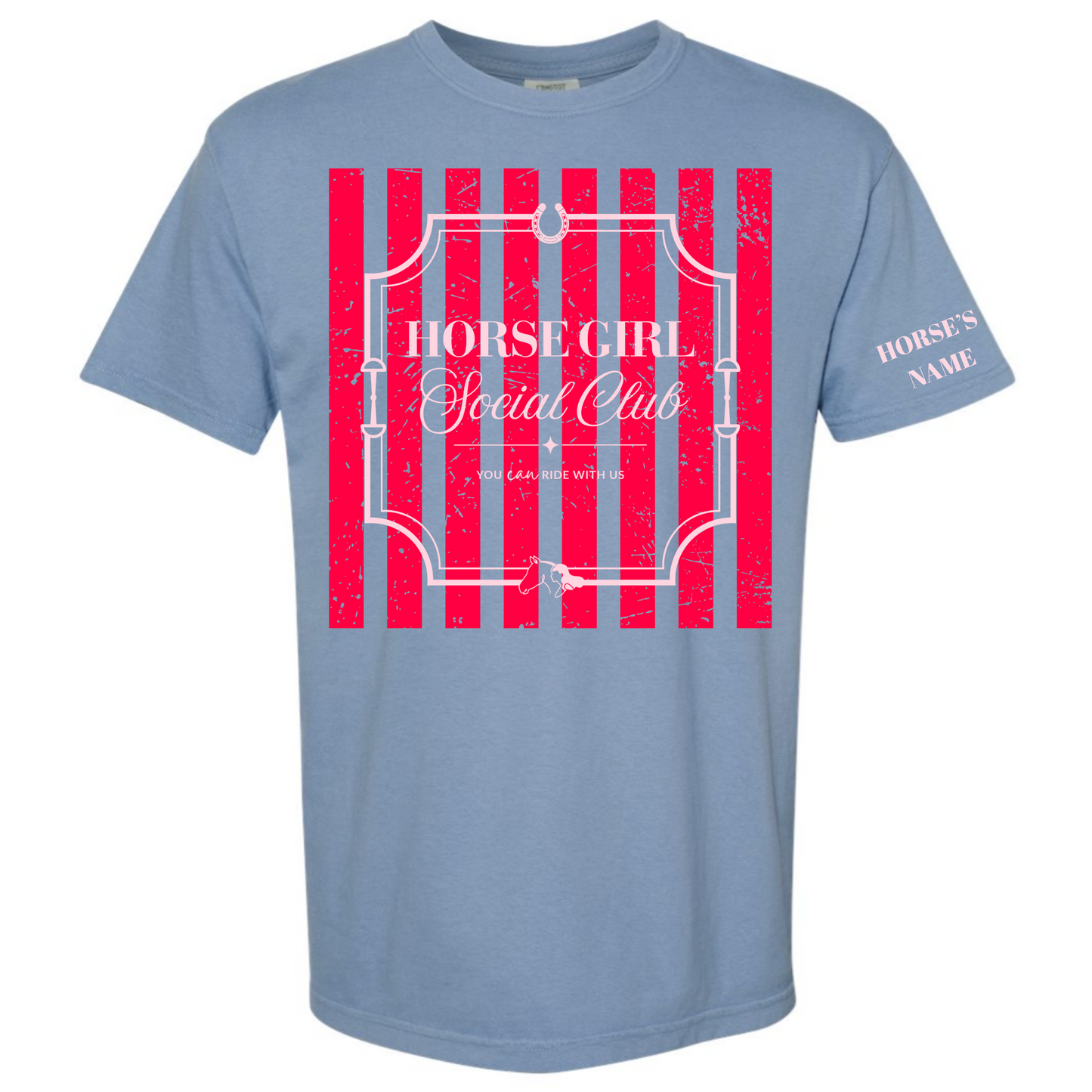 Horse Girl Social Club Tee with Optional Sleeve Cuff Text
