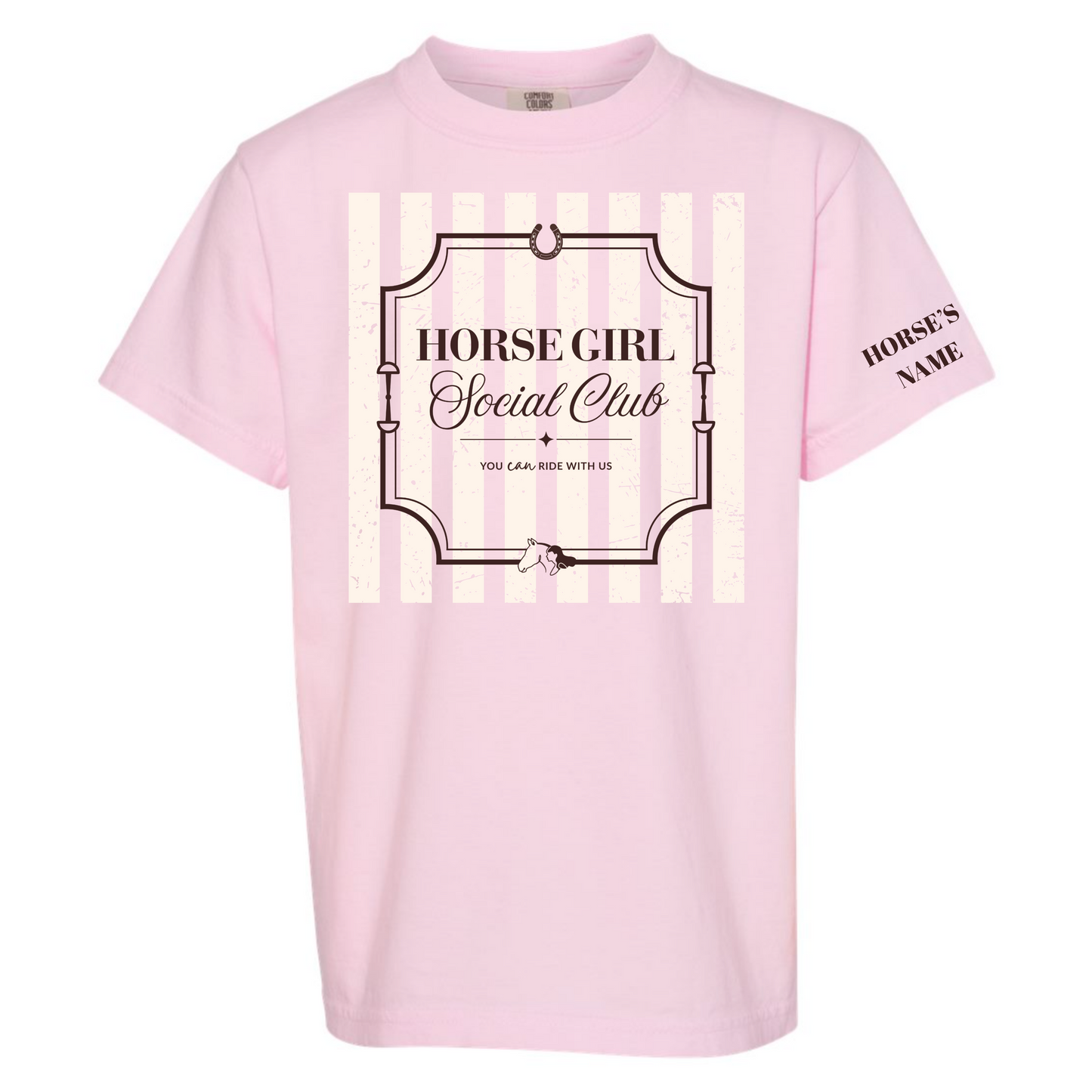 Horse Girl Social Club Tee with Optional Sleeve Cuff Text
