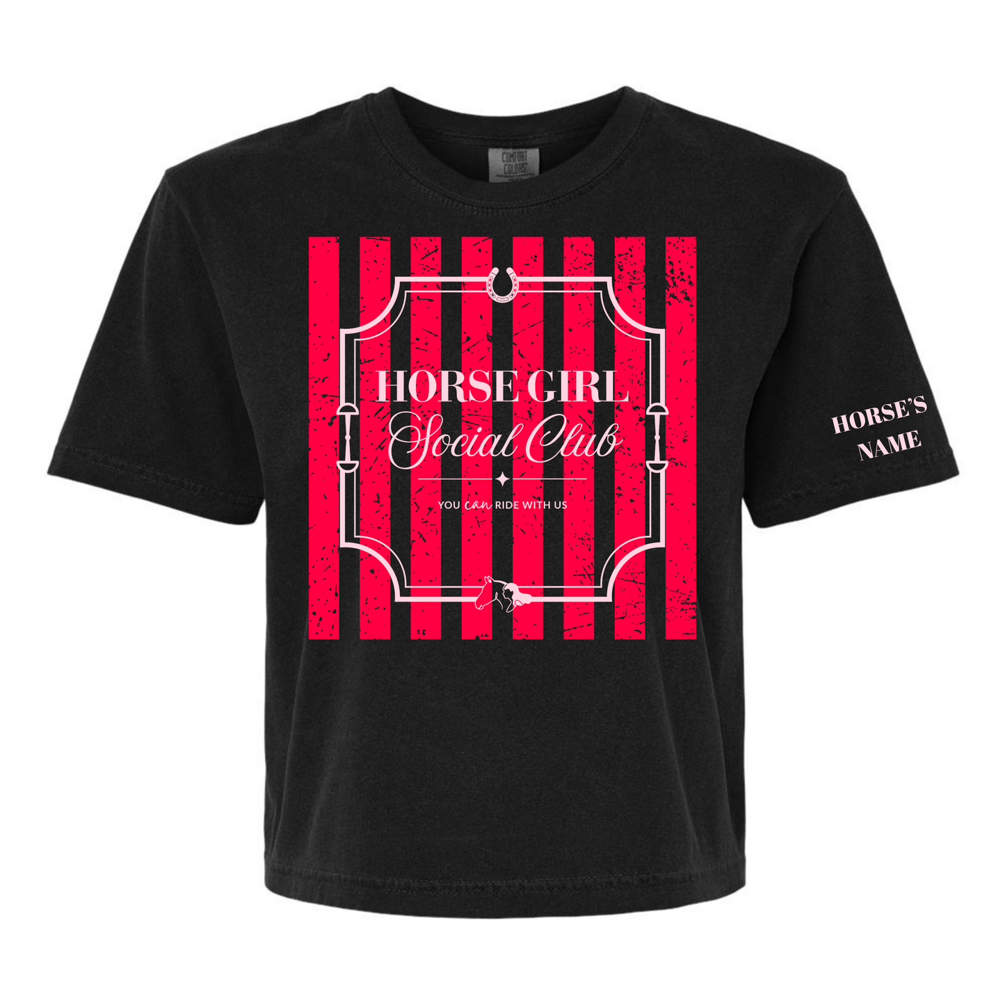 Horse Girl Social Club Tee with Optional Sleeve Cuff Text