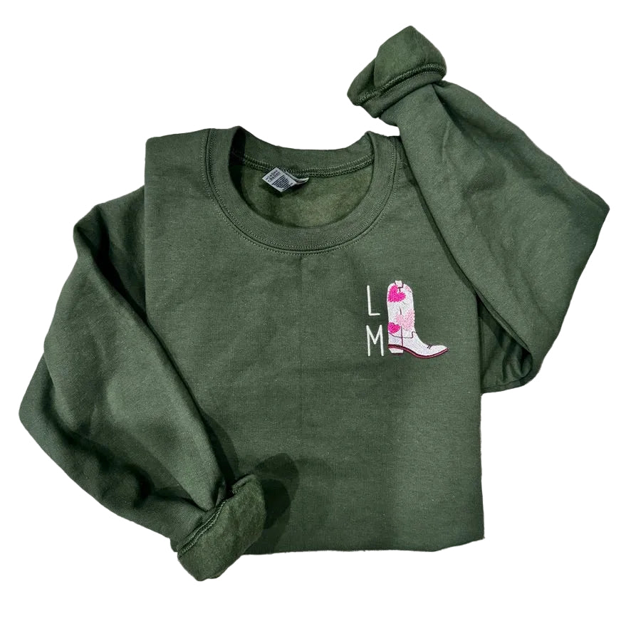 Heart Boot Monogram Crewneck Sweatshirt