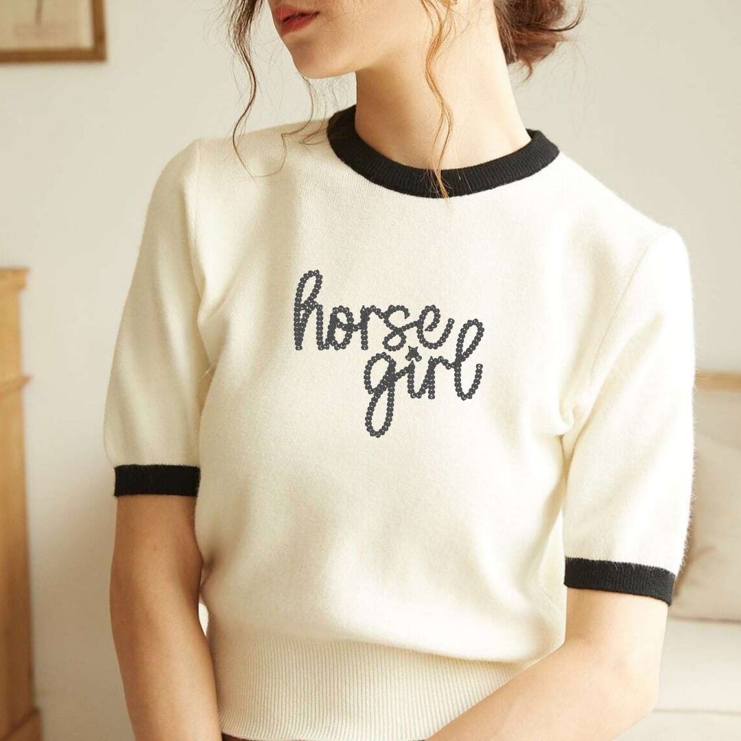 Horse Girl Embroidered Sweater