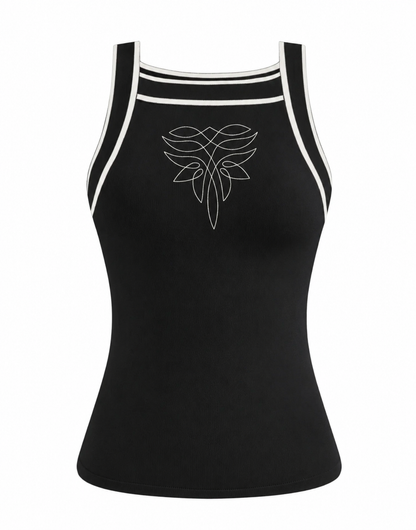 Western Boot Stitching Embroidered Sleeveless Sweater