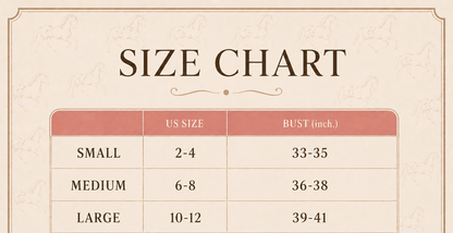 Size chart for the Le Cheval Luxe La Cavaliere Heritage Barn Chore Jacket Size Chart