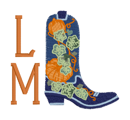Pumpkin Cowgirl Boot Monogram Quarter Zip