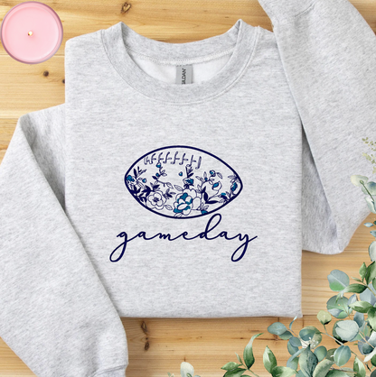 Embroidered Chinoiserie Game Day Football Crewneck Sweatshirt