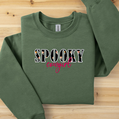 Spooky Cowgirl Appliqué Embroidered Western Embroidered Sweatshirt