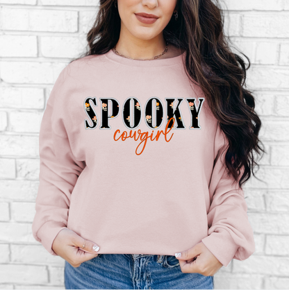 Spooky Cowgirl Appliqué Embroidered Western Embroidered Sweatshirt