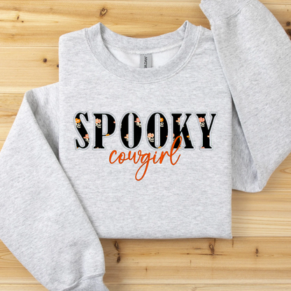 Spooky Cowgirl Appliqué Embroidered Western Embroidered Sweatshirt