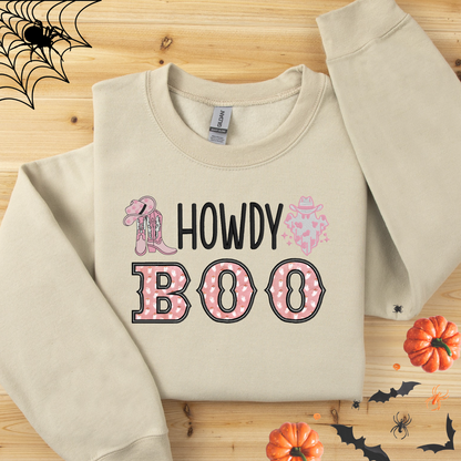 Howdy Boo Appliqué Western Ghost Embroidered Sweatshirt