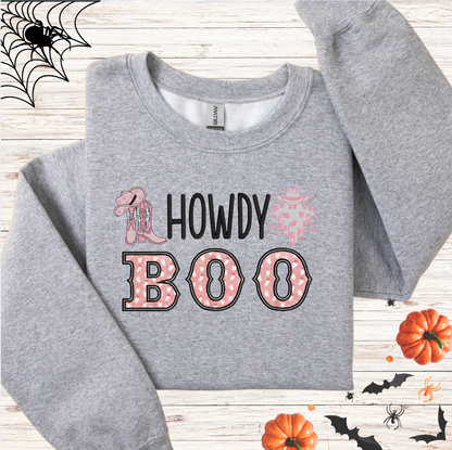 Howdy Boo Appliqué Western Ghost Embroidered Sweatshirt