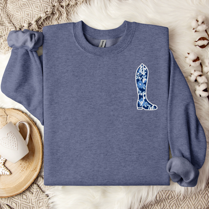 Chinoiserie Hunt Seat/English Boot Monogram Crewneck Sweatshirt