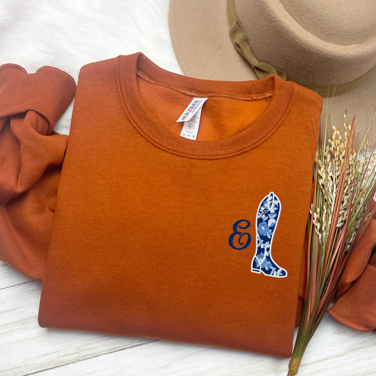 Chinoiserie Hunt Seat/English Boot Monogram Crewneck Sweatshirt