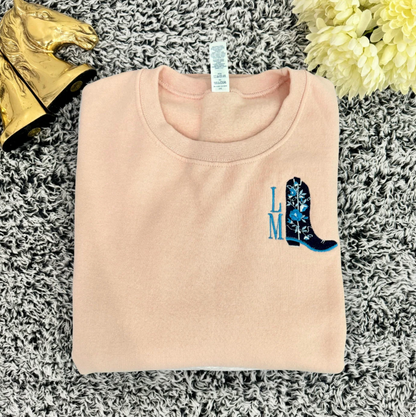 Chinoiserie Western Boot Monogram Crewneck Sweatshirt