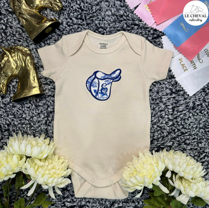 Embroidered Baby Onesie English or Western Appliqué Saddle