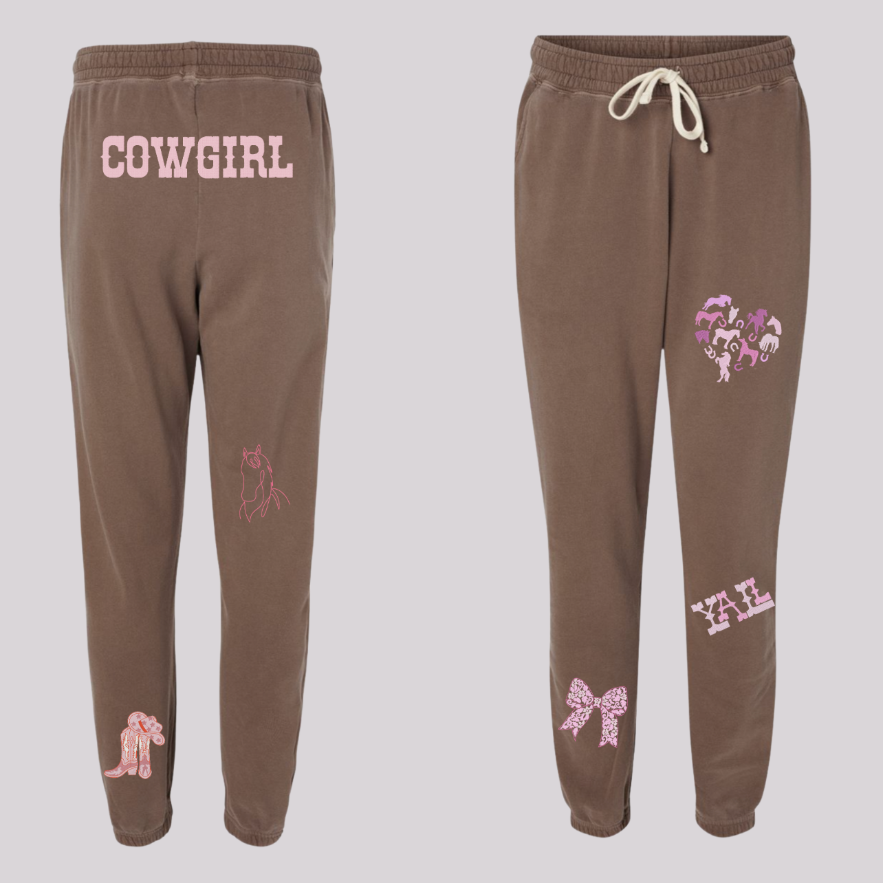 Western-Inspired Horse Girl Embroidered Comfort Colors Sweatshirt & Sweatpants Set