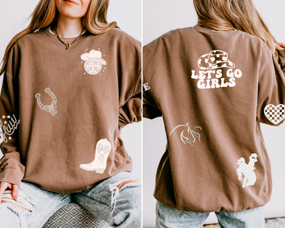Western-Inspired Horse Girl Embroidered Comfort Colors Sweatshirt & Sweatpants Set