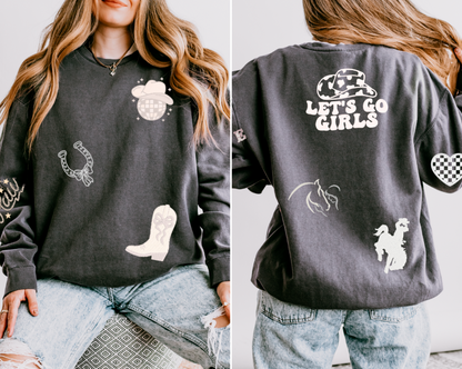 Western-Inspired Horse Girl Embroidered Comfort Colors Sweatshirt & Sweatpants Set