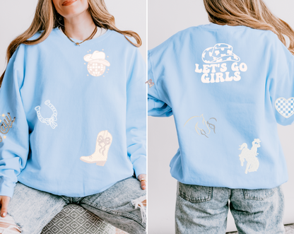 Western-Inspired Horse Girl Embroidered Comfort Colors Sweatshirt & Sweatpants Set