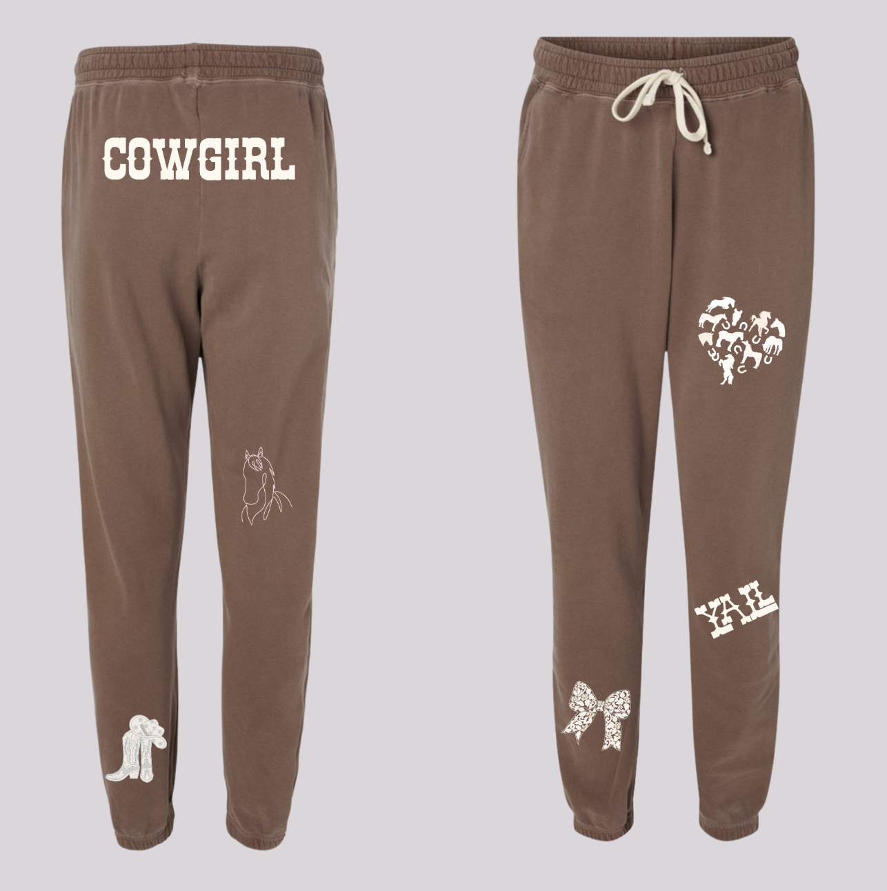 Western-Inspired Horse Girl Embroidered Comfort Colors Sweatshirt & Sweatpants Set