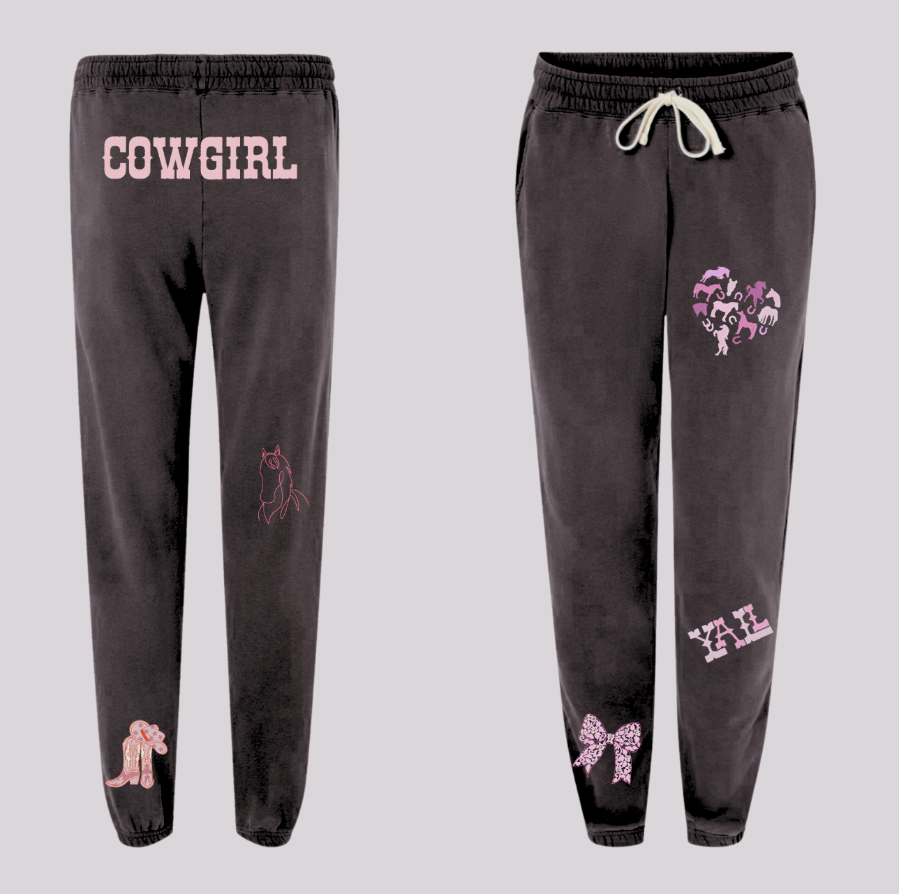 Western-Inspired Horse Girl Embroidered Comfort Colors Sweatshirt & Sweatpants Set