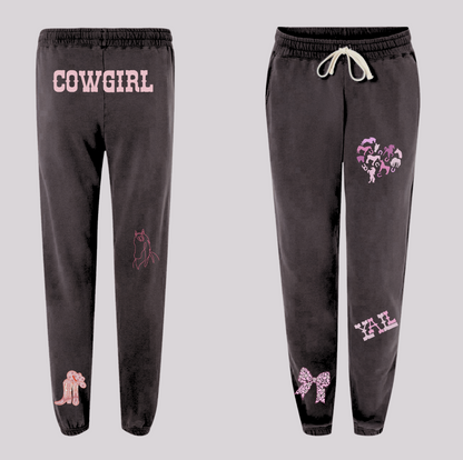 Western-Inspired Horse Girl Embroidered Comfort Colors Sweatshirt & Sweatpants Set