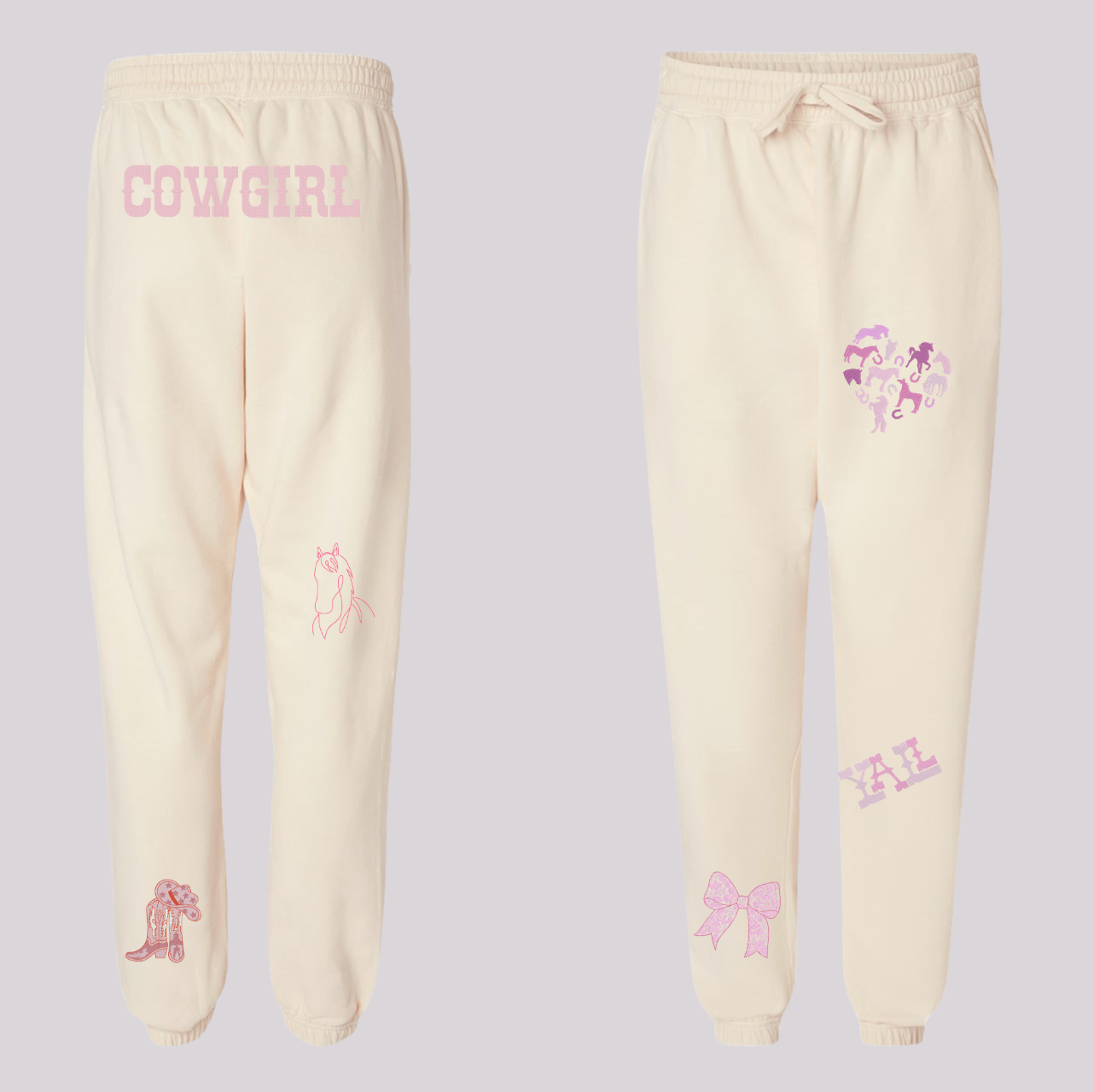 Western-Inspired Horse Girl Embroidered Comfort Colors Sweatshirt & Sweatpants Set