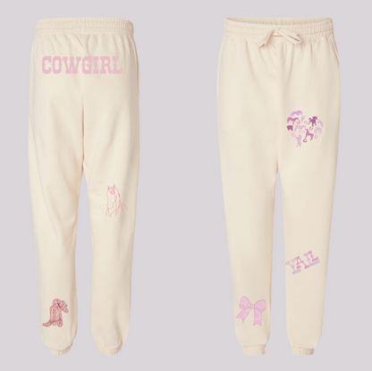 Western-Inspired Horse Girl Embroidered Comfort Colors Sweatshirt & Sweatpants Set