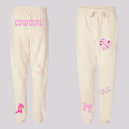 Western-Inspired Horse Girl Embroidered Comfort Colors Sweatshirt & Sweatpants Set