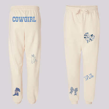 Western-Inspired Horse Girl Embroidered Comfort Colors Sweatshirt & Sweatpants Set